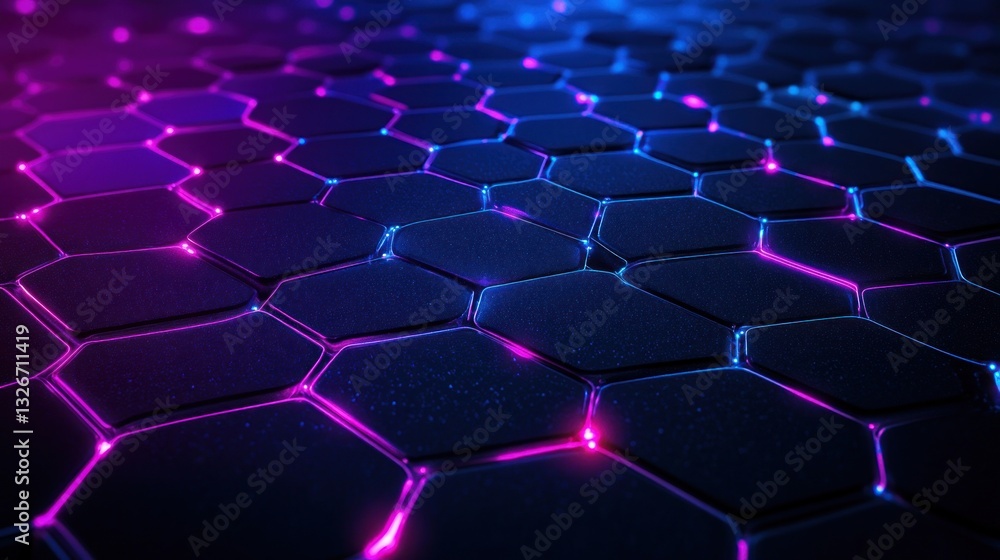 Poster futuristic hexagonal grid network (1)