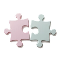 Pale Pink and Teal Puzzle Pieces Interlocked Representing Connection