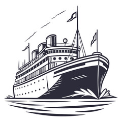 Obraz premium A cruise ship vector illustrates a large passenger vessel on the sea for luxury travel and vacation