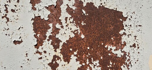 close up of painted metal surface. peeling paint