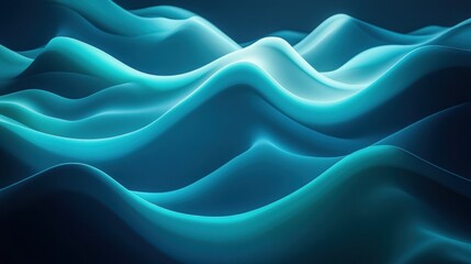 Obraz premium Abstract Teal Waves in Dark Background