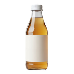 Clear Glass Bottle Holding Amber Liquid with Blank Label