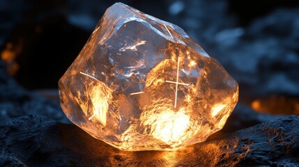 A raw diamond marked with cut guidelines, showcasing precision before shaping