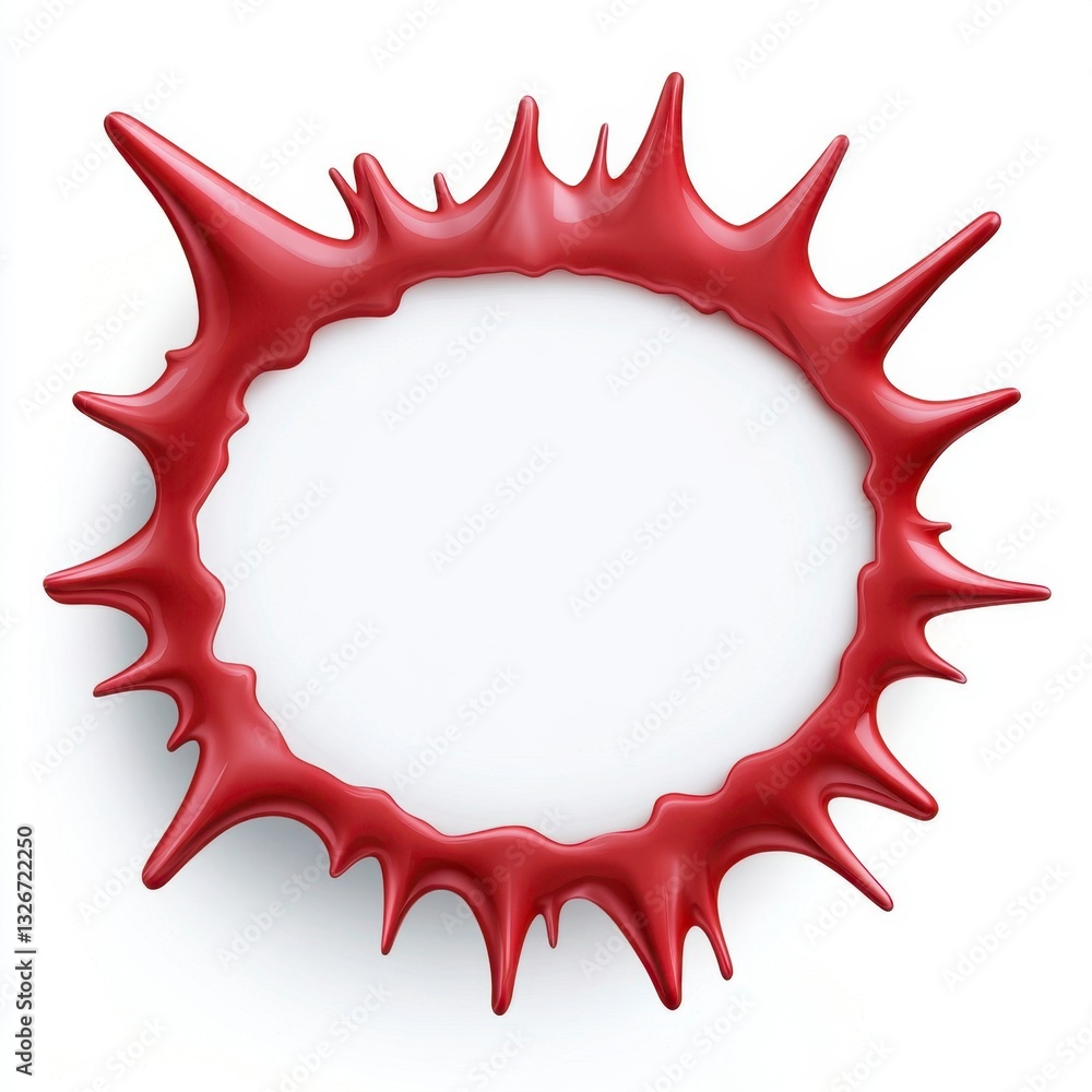 Aufkleber abstract red paint splash forming a circular frame on white background. dynamic, energetic design el