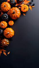 flat lay halloween pumpkin template banner