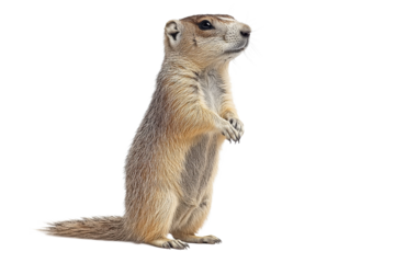 Small mammal standing upright with a curious expression