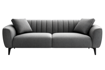 Modern two seater couch with textured fabric and cushions