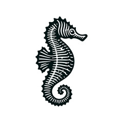 Seahorse engrave logo icon design illustration