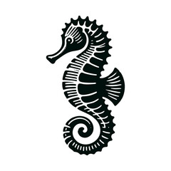 Fototapeta premium Seahorse engrave logo icon design illustration