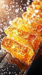 Grilled cheese sandwich with toasty flavor layer bright kitchen closeup photography emphasizing crispiness