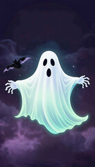 halloween ghost night scene
