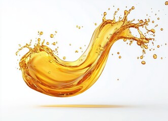Fototapeta premium Golden Liquid Splash in Mid-Air Isolated on Clean White Background