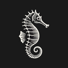 Seahorse engrave logo icon design illustration template