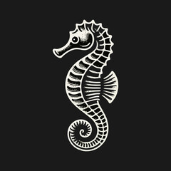 Seahorse engrave logo icon design illustration template
