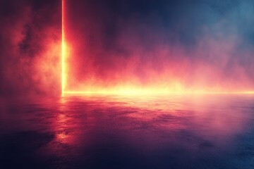 Bright White Car Headlamp Top View with Glow Beam on Dark Night Road Vector Illustration