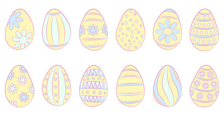 Set of flat design easter eggs