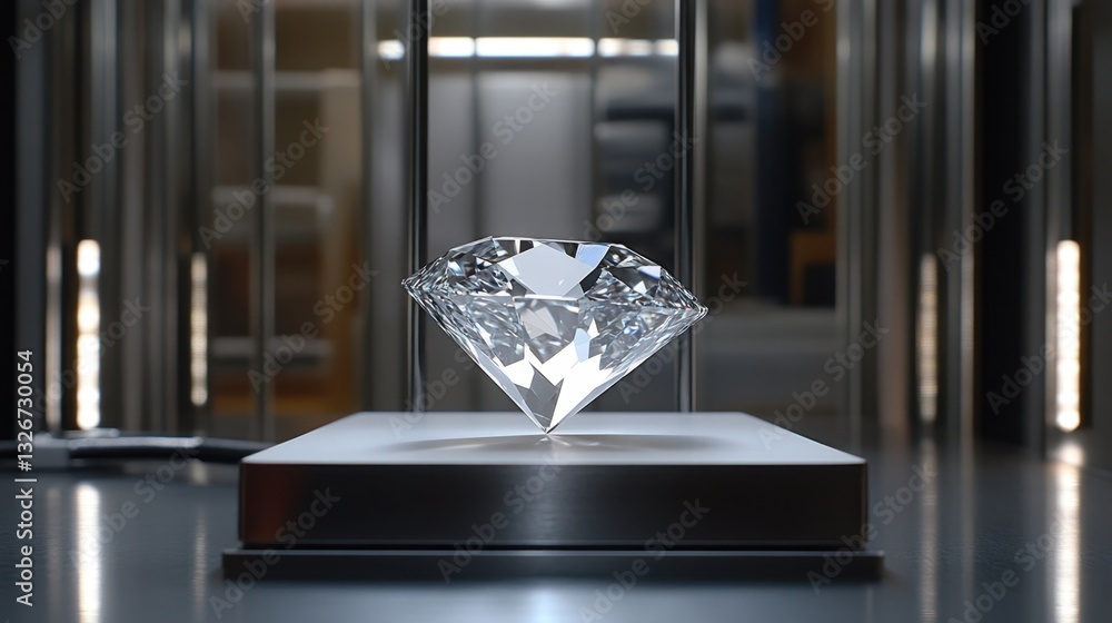 Aufkleber a well-cut diamond displayed in a controlled lighting environment for quality verification