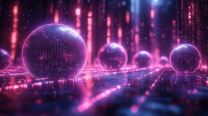 Futuristic Neon Abstract Background Geometric Polygonal Structure Cyberpunk Virtual Reality Space High Contrast Glow Light