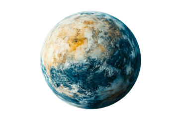 Detailed depiction of a planet on a transparent background