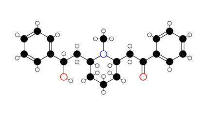 lobeline molecule, structural chemical formula, ball-and-stick model, isolated image antidepressants