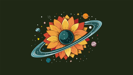 1950's style flower with cosmic