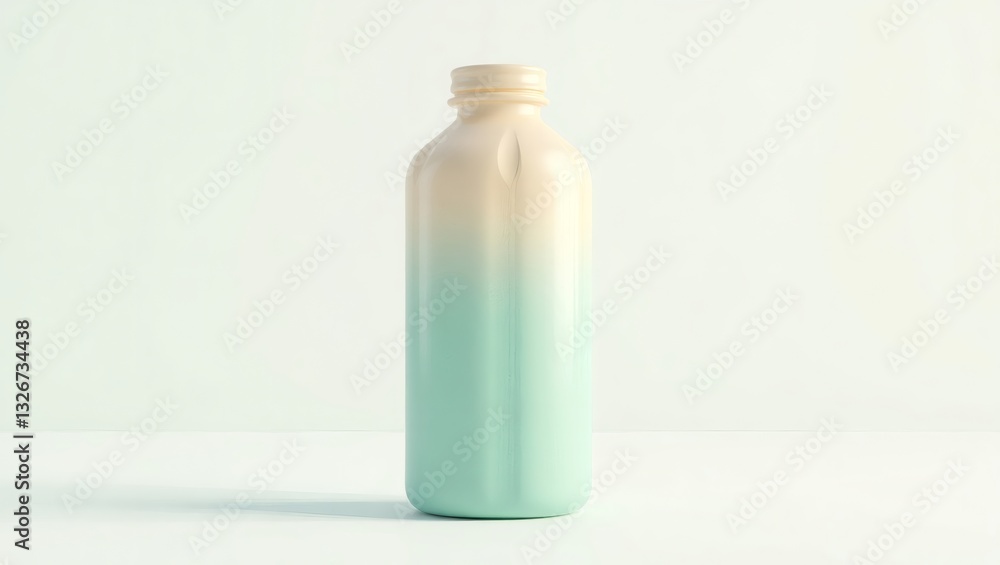 Poster a minimalist shot of a gradient bottle with a pastel color palette, creating a modern and clean aest