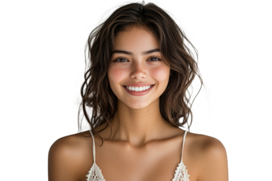 Cheerful young woman smiling with natural beauty