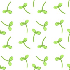 seamless pattern of a green cartoon sprout, isolated on a white background
