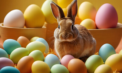 easter eggs and bunny