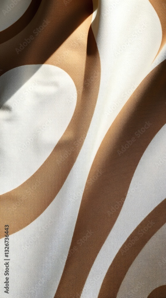 Poster abstract wavy design in brown and white colors, creating a sense of movement and artistic flair