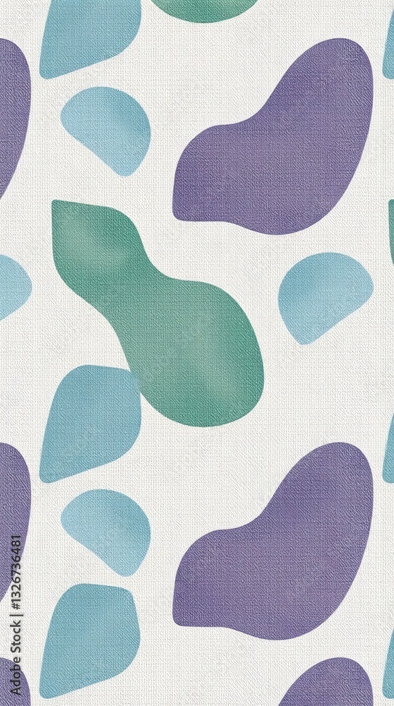 Poster an abstract seamless pattern with organic shapes in pastel colors. The design has a minimalist style and is ideal for backgrounds, wallpapers, and textile patterns