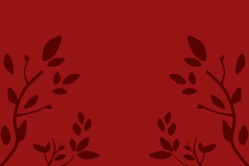 Minimalist Red Background with Dark Silhouette Leaves &ndash; Elegant Nature Design