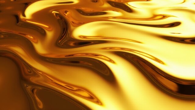 A mesmerizing gold chrome texture with fluid, wavy patterns creating a luxurious and reflective surface.