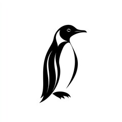 Naklejka premium Majestic Emperor Penguin A Minimalist Black and White Graphic Design