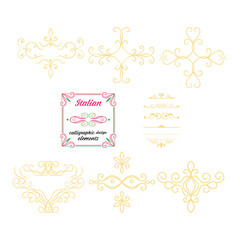 Elegant Golden Italian Calligraphic Design Elements for Page Decoration