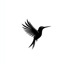 Obraz premium Elegant Hummingbird in Flight A Minimalist Black Silhouette Against a White Background