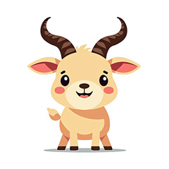 Fototapeta premium Adorable cartoon gazelle with big eyes and a sweet smile, perfect for children's books, greeting cards, or any project needing a touch of charm