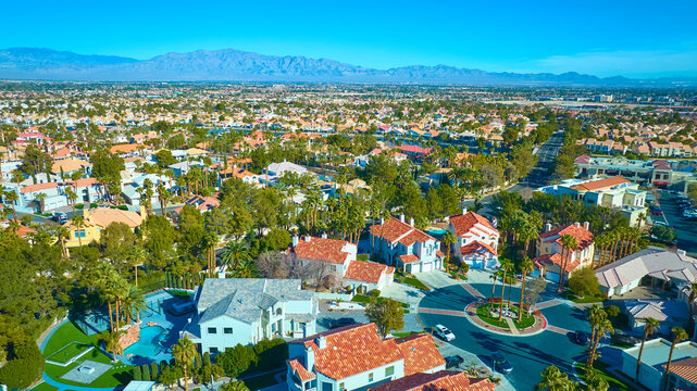 Aerial of Suburban Las Vegas Neighborhood with Curving Streets