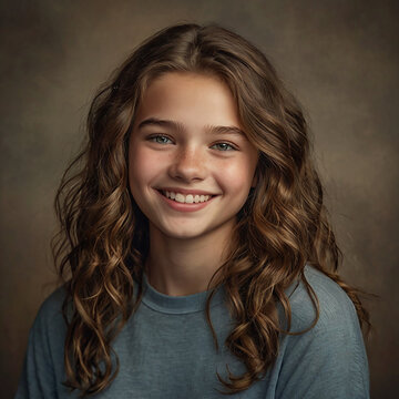 portrait of a smiling young teenage girl