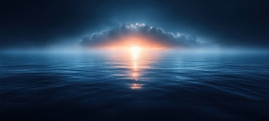 Obraz premium Dark Abstract Street Scene with Neon Lights and Foggy Atmosphere