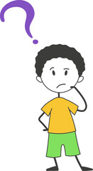 Interesting vector cartoon character of a croupier with a question mark. Doodle style.
