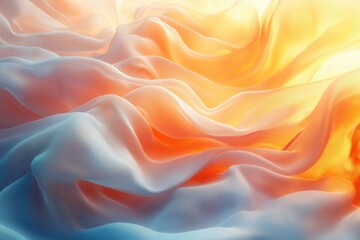 Obraz premium Abstract Gold Hologram Background with Blue Pastel Tints Smooth Gradient and Ethereal Waves