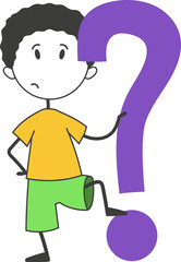 Interesting vector cartoon character of a croupier with a question mark. Doodle style.
