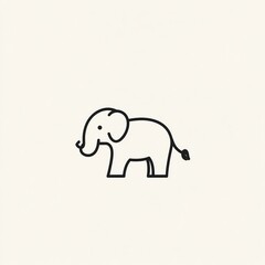 Fototapeta premium Adorable Minimalist Elephant Illustration, a Simple Line Drawing on White Background. Perfect for Logos and Designs