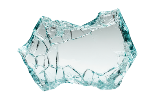 Shattered glass fragment on a transparent background