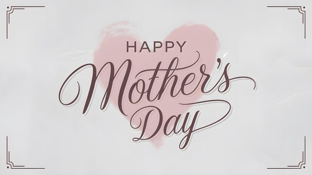 Mother’s Day greeting card. Banner with floral frame and elegant calligraphy text on white background. Symbol of love and care.