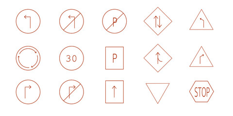 hand drawn seamless pattern of doodle elements, traffic sign. vector illustration traffic sign outline