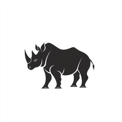 Fototapeta premium MajesticRhinoSilhouetteAgainstWhiteBackground,StrongAndPowerfulAnimalGraphicDesign