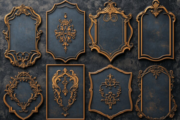 Old fashioned die-cut frame contour collection. Vintage vector shapes for retro style ticket, Christmas gift tag, greeting card frame, cardboard die cut knife pattern. Victorian style tag templates.