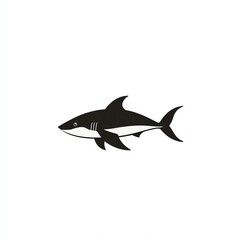Fototapeta premium SleekSharkGraphicDesignMinimalistBlackWhiteOceanPredatorIllustration
